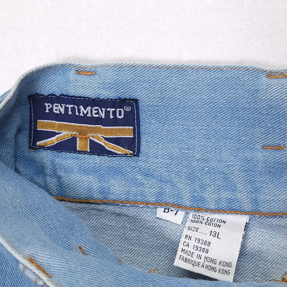 Pentimento Vintage High Waisted Wide Leg Double Belt Jeans Light Wash 13L - Picture 3 of 10